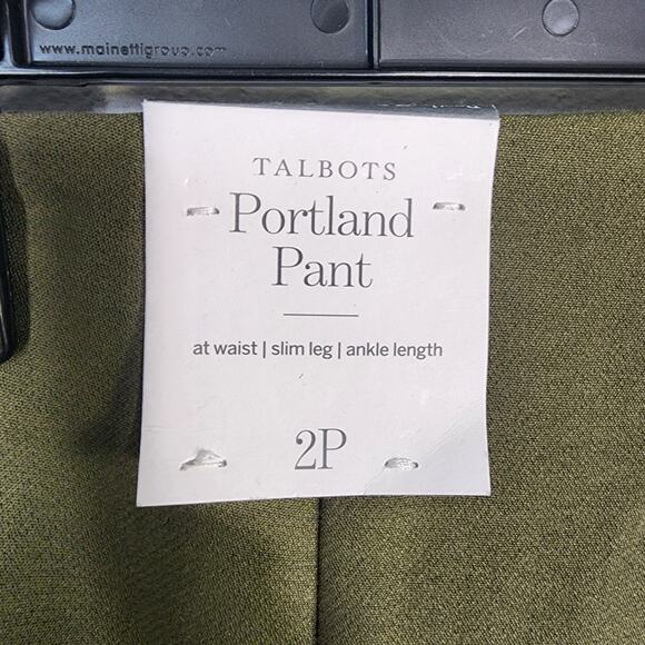 Talbots Portland Pant Womens Size 2P Slim Leg Olive Green Ankle Flat Front NWT - Picture 9 of 12